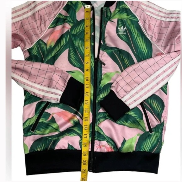 Adidas x Farm Big Palm Leaf/Tropical Pink/Green Track Zip Up Size Small - Picture 9 of 14